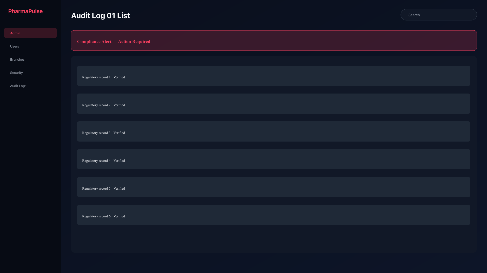 Audit log list view
