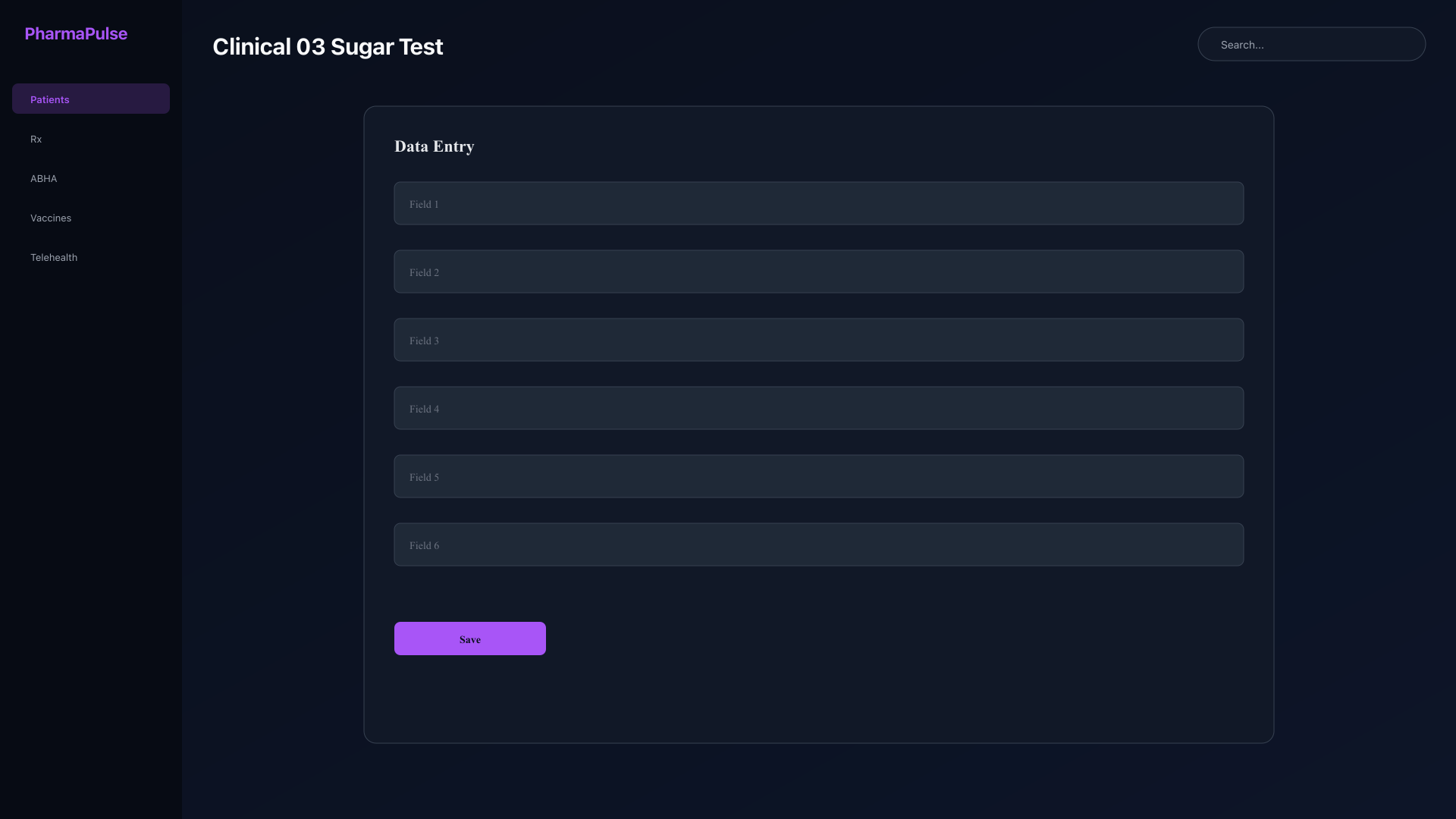Blood sugar test entry