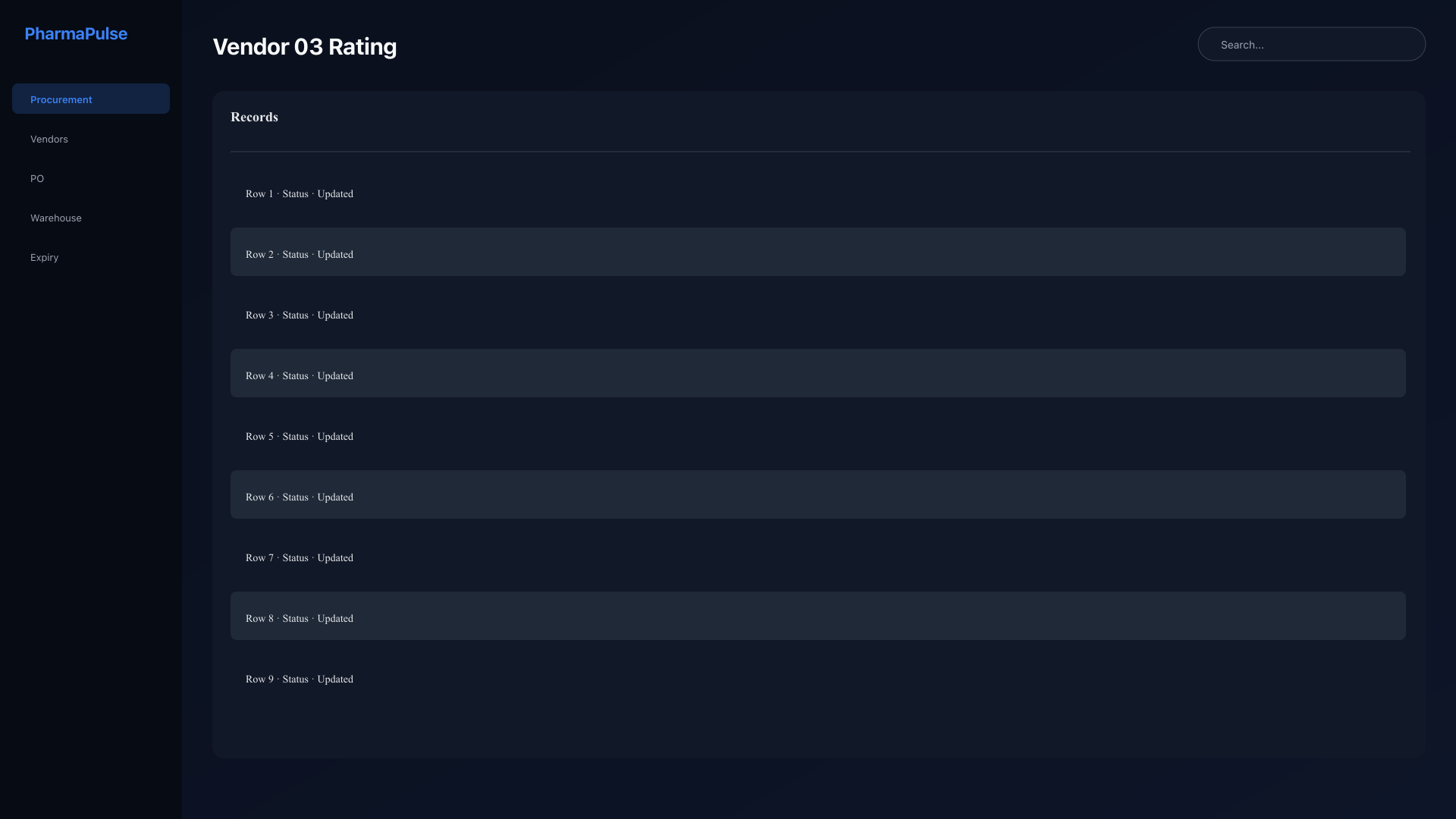 Vendor performance rating